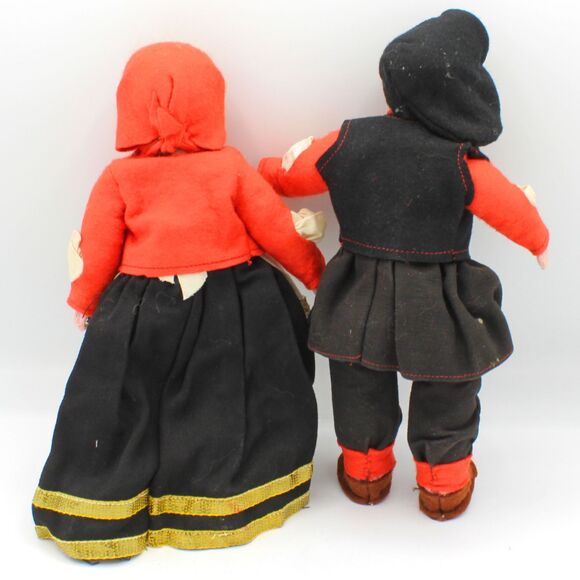 Vintage Sardinian Italian Cloth Dolls Felt Faces Folk Art Traditional Costumes - Picture 4 of 6
